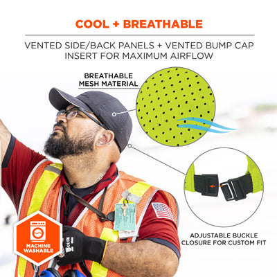 Ergodyne Skullerz 8947 Lightweight Baseball Hat and Bump Cap Insert - Lime