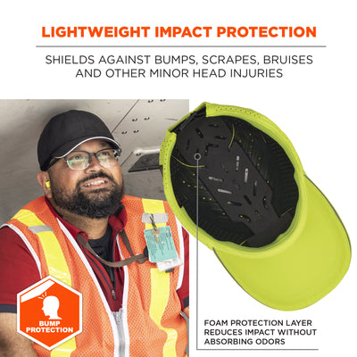 Ergodyne Skullerz 8947 Lightweight Baseball Hat and Bump Cap Insert - Lime