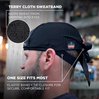 Ergodyne Skullerz 8948 Mesh Do Rag Bandana and Bump Cap Insert - Charcoal - Single