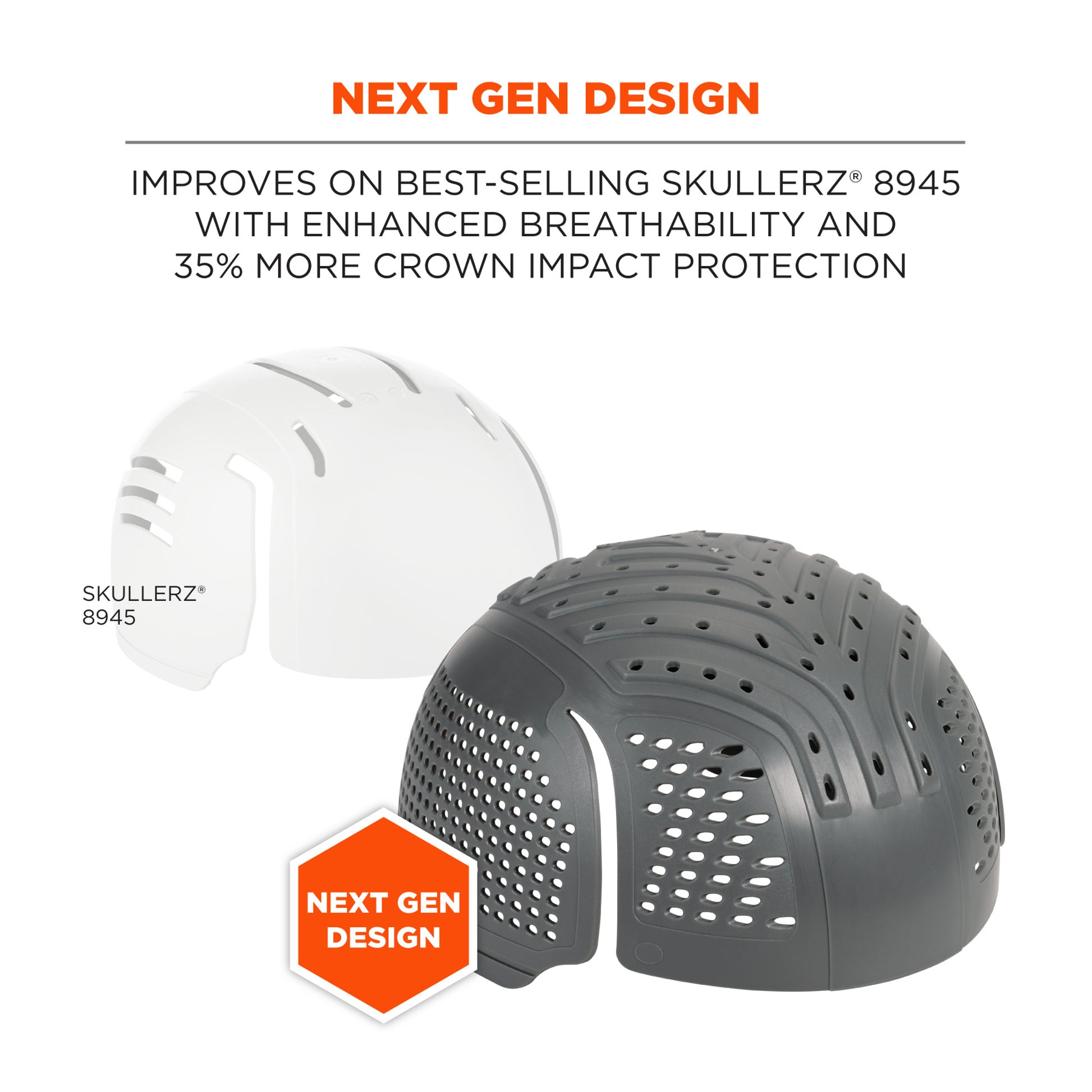 Ergodyne Skullerz 8945F(x) Universal Bump Cap Insert - Extra Venting - Charcoal - 2-pack