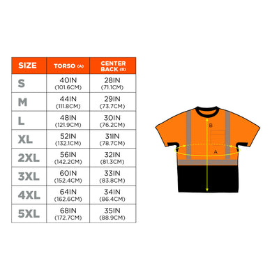 Ergodyne GloWear 8283BK Lightweight Performance Hi-Vis T-Shirt - Type R, Class 2, Black Bottom - Orange
