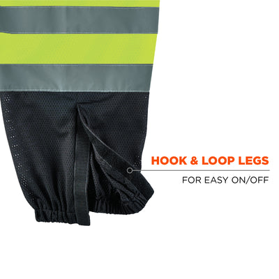 Ergodyne GloWear 8910BK Hi-Vis Pants - Class E, Black Bottom - Lime