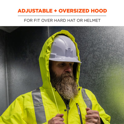 Ergodyne GloWear 8275 Heavy-Duty Hi-Vis Workwear Jacket - Sherpa Lined, Water-Resistant, Class 2, Type R - Lime