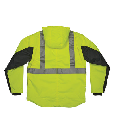 Ergodyne GloWear 8275 Heavy-Duty Hi-Vis Workwear Jacket - Sherpa Lined, Water-Resistant, Class 2, Type R - Lime