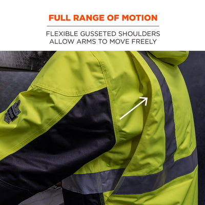 Ergodyne GloWear 8275 Heavy-Duty Hi-Vis Workwear Jacket - Sherpa Lined, Water-Resistant, Class 2, Type R - Lime
