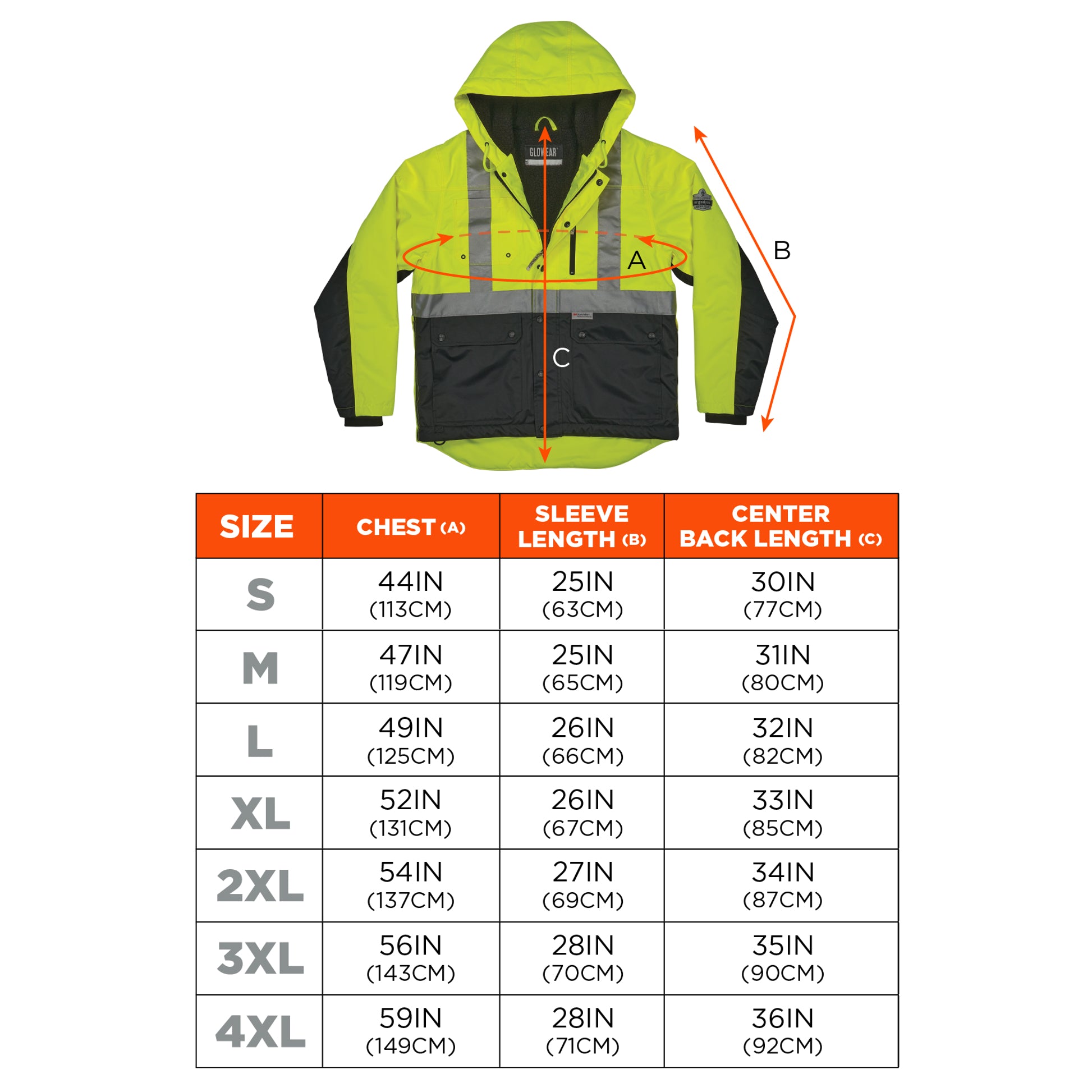 Ergodyne GloWear 8275 Heavy-Duty Hi-Vis Workwear Jacket - Sherpa Lined, Water-Resistant, Class 2, Type R - Lime