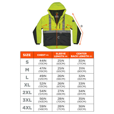 Ergodyne GloWear 8275 Heavy-Duty Hi-Vis Workwear Jacket - Sherpa Lined, Water-Resistant, Class 2, Type R - Lime