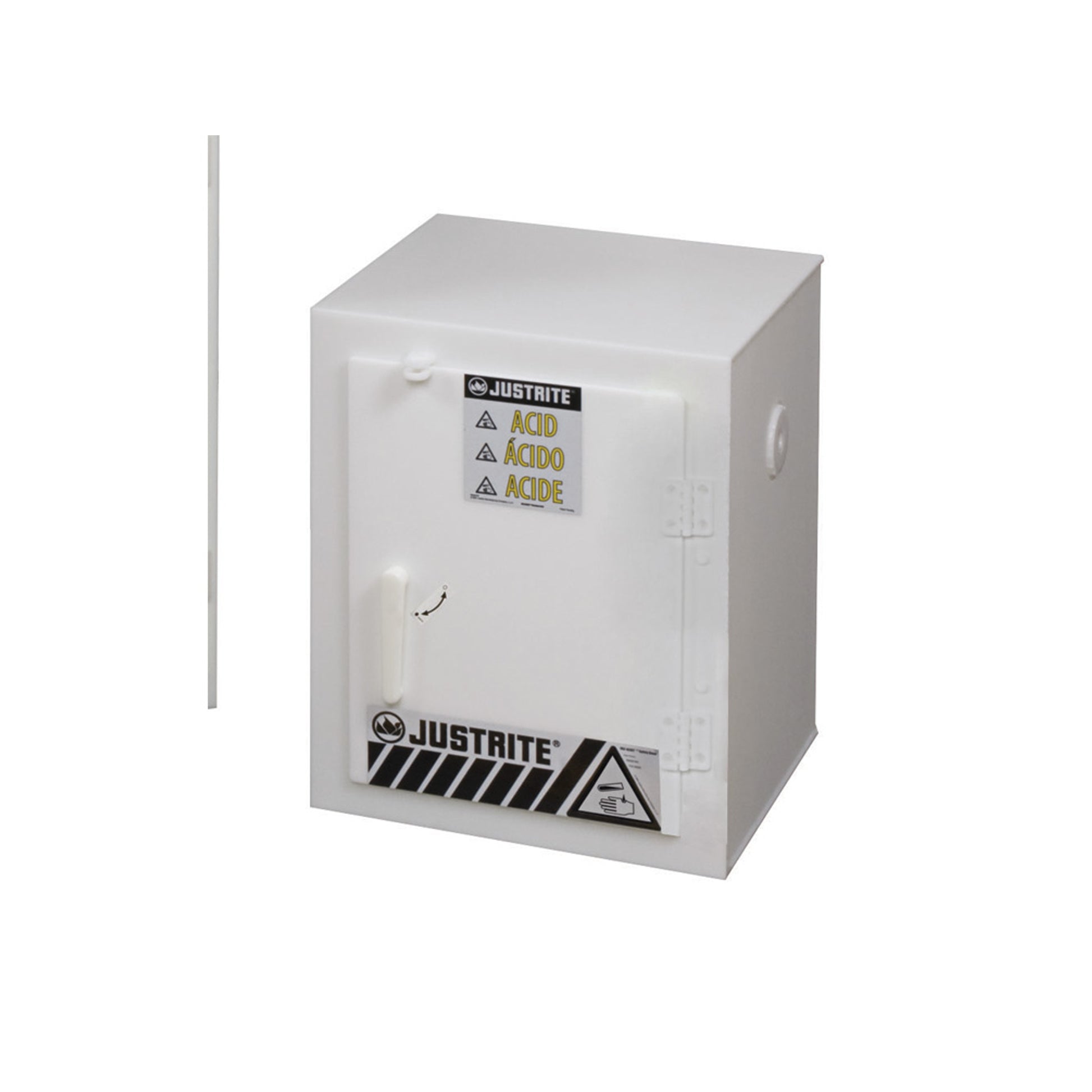 Justrite Countertop Corrosives/Acid Safety Cabinet - Cap. Six 2-1/2 Liter Bottles - 1 Door - Poly - White - 24004