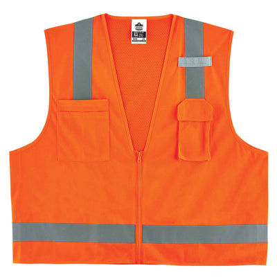 Ergodyne GloWear 8249Z Hi-Vis Surveyors Vest - Type R, Class 2, Zipper, Economy - Orange