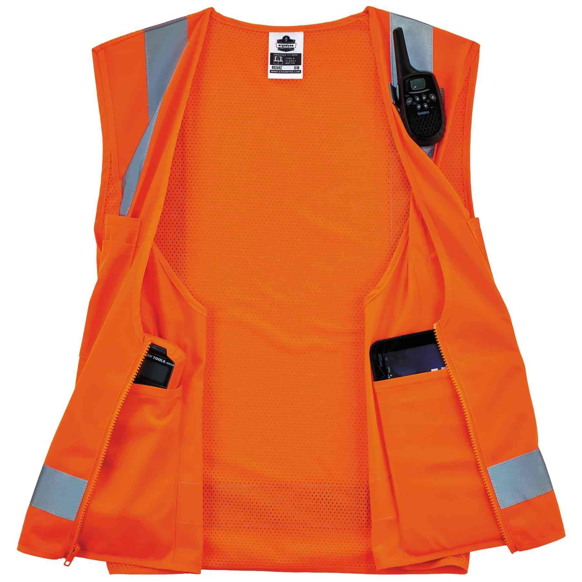 Ergodyne GloWear 8249Z Hi-Vis Surveyors Vest - Type R, Class 2, Zipper, Economy - Orange