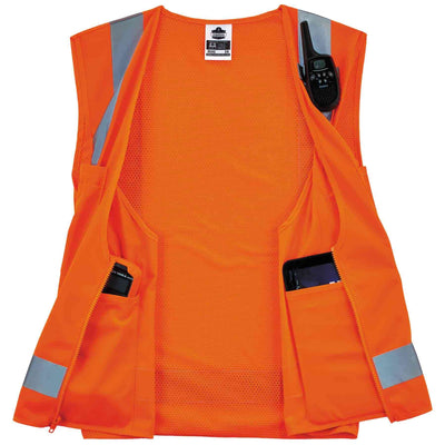 Ergodyne GloWear 8249Z Hi-Vis Surveyors Vest - Type R, Class 2, Zipper, Economy - Orange