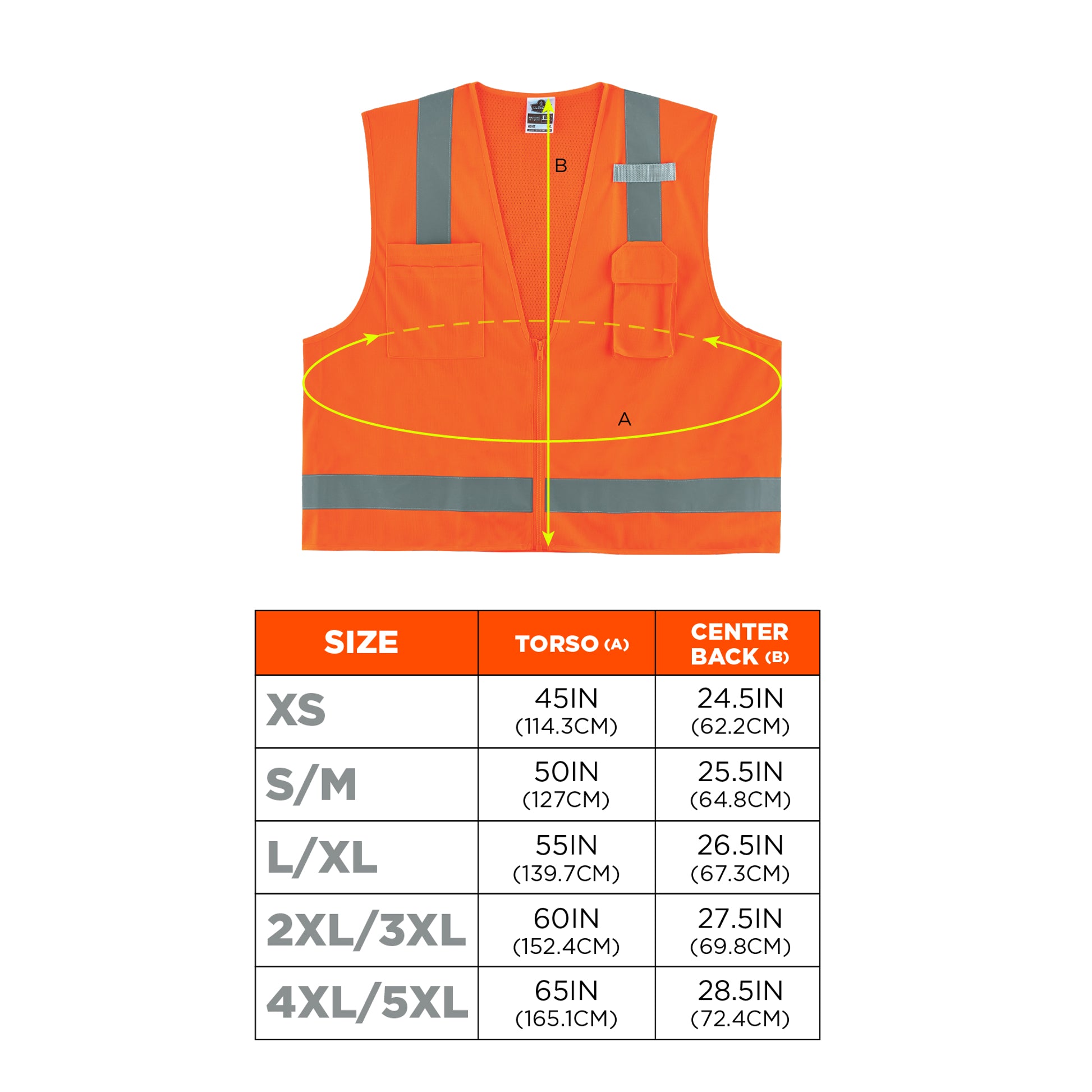 Ergodyne GloWear 8249Z Hi-Vis Surveyors Vest - Type R, Class 2, Zipper, Economy - Orange