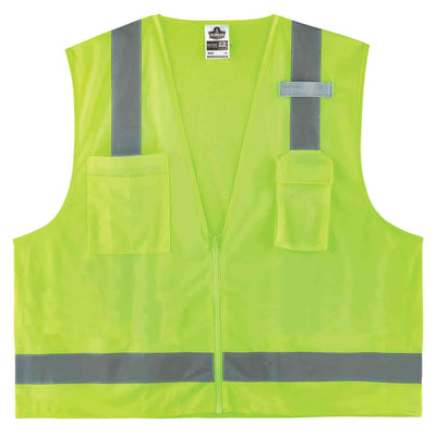 Ergodyne GloWear 8249Z Hi-Vis Surveyors Vest - Type R, Class 2, Zipper, Economy - Lime
