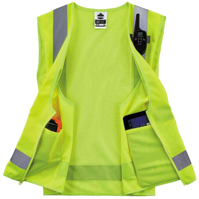 Ergodyne GloWear 8249Z Hi-Vis Surveyors Vest - Type R, Class 2, Zipper, Economy - Lime