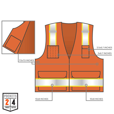 Ergodyne GloWear 8248Z Two-Tone Surveyors Vest - Type R, Class 2, Zipper - Orange