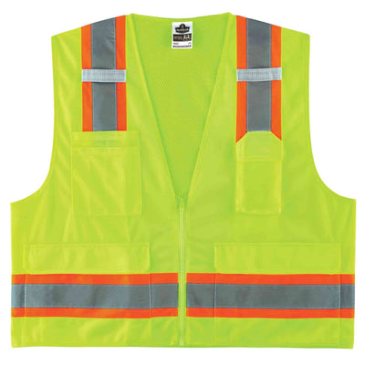 Ergodyne GloWear 8248Z Two-Tone Surveyors Vest - Type R, Class 2, Zipper - Lime