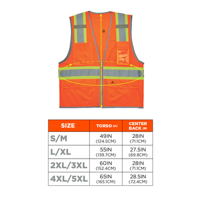 Ergodyne GloWear 8246Z Two-Tone Mesh Hi-Vis Safety Vest - Type R, Class 2, Zipper, Reflective Binding - Orange
