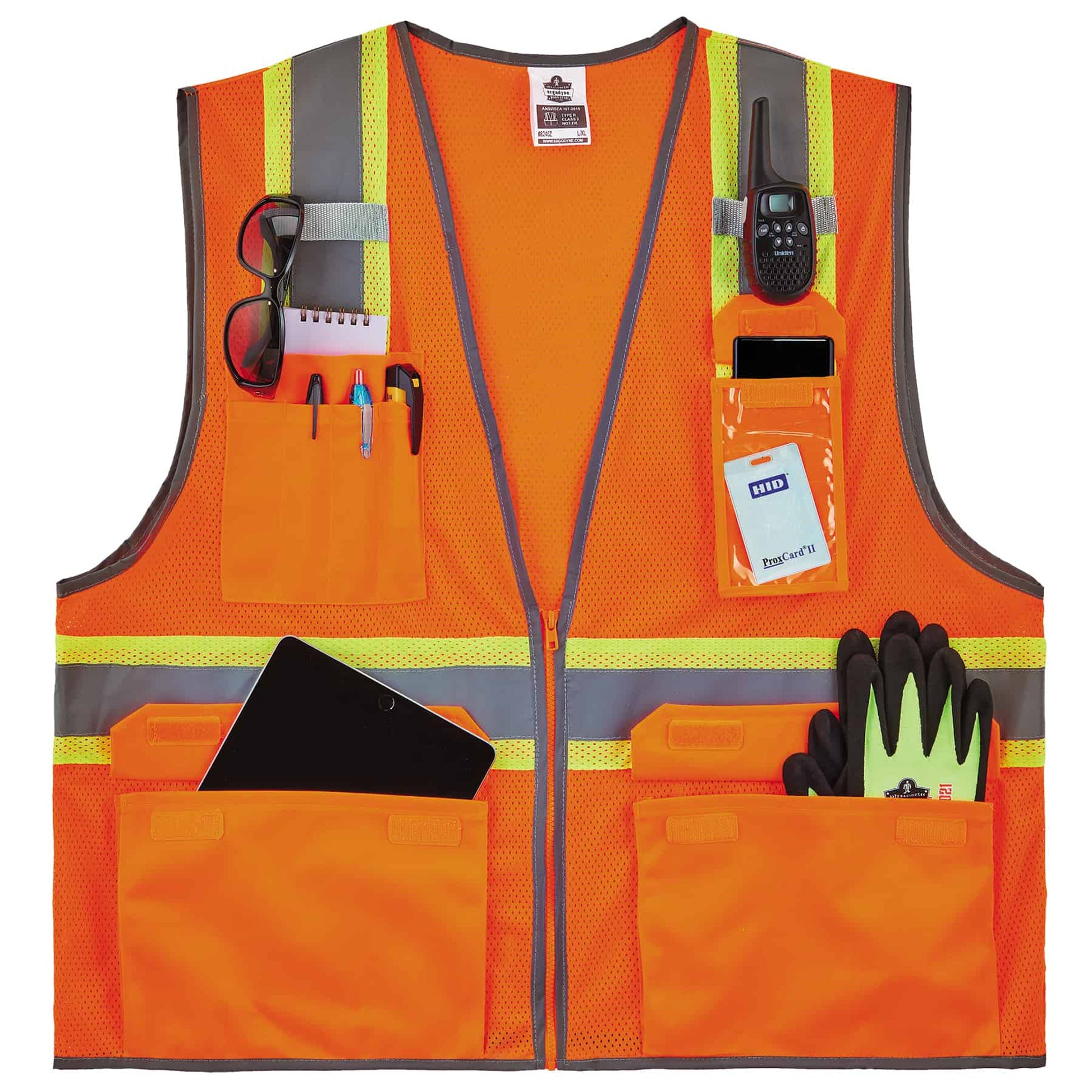 Ergodyne GloWear 8246Z Two-Tone Mesh Hi-Vis Safety Vest - Type R, Class 2, Zipper, Reflective Binding - Orange