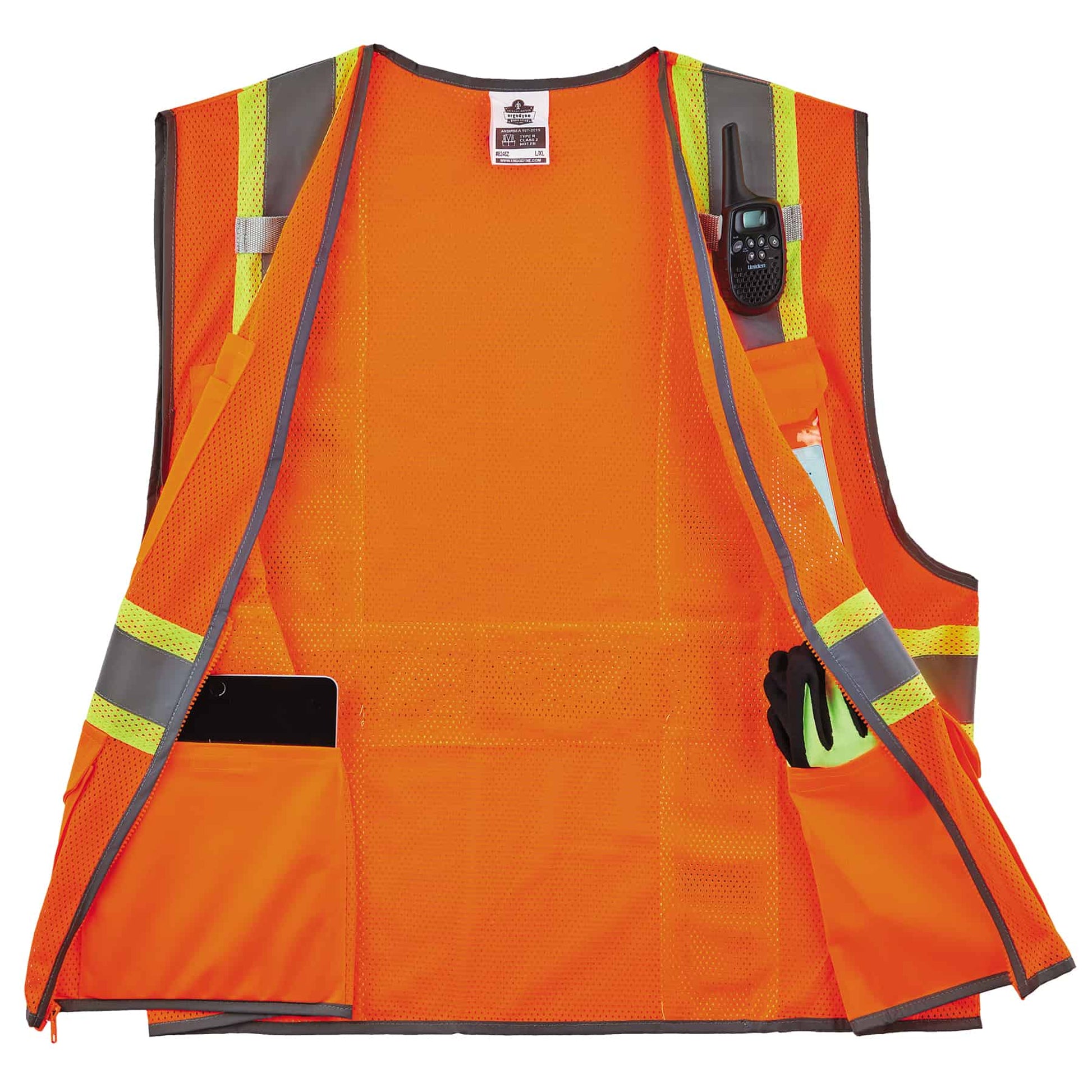 Ergodyne GloWear 8246Z Two-Tone Mesh Hi-Vis Safety Vest - Type R, Class 2, Zipper, Reflective Binding - Orange