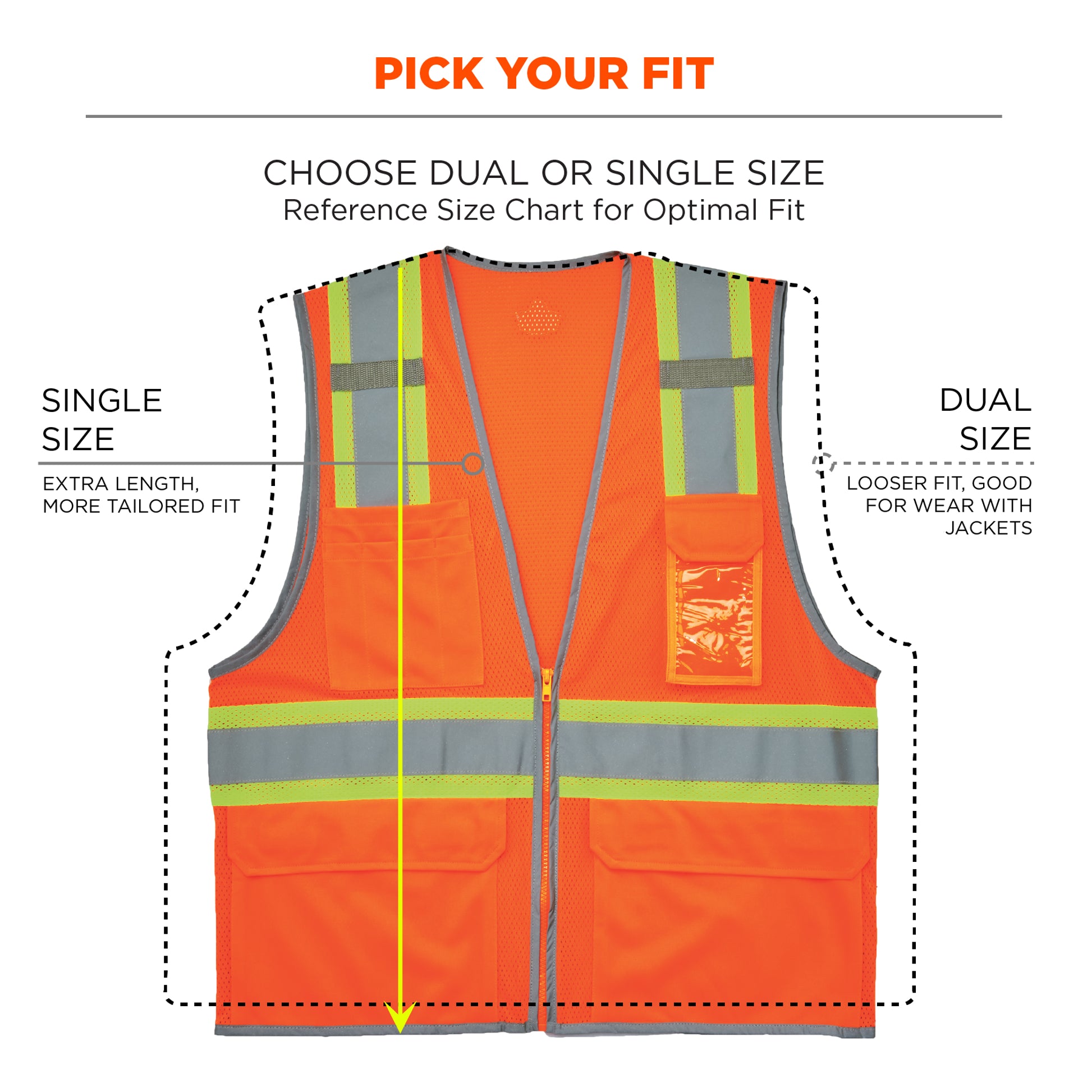 Ergodyne GloWear 8246Z Two-Tone Mesh Hi-Vis Safety Vest - Type R, Class 2, Zipper, Reflective Binding - Orange