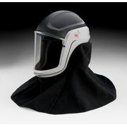 The M-407 Assembly includes a M-927 Premium Visor, M-444 Inner Collar, and M-447 Flame Resistant Outer Shroud.  The M-927 visor is made of coated polycarbonate.  The M-447 shroud is made of Nomex® flame resistant fibers.