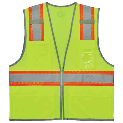 Ergodyne GloWear 8246Z Two-Tone Mesh Hi-Vis Safety Vest - Type R, Class 2, Zipper, Reflective Binding - Lime