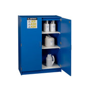 Justrite Wood Laminate Corrosives Safety Cabinet - Cap. Forty-Nine 2-1/2 Liter Bottles - 2 Doors - Blue - 24150