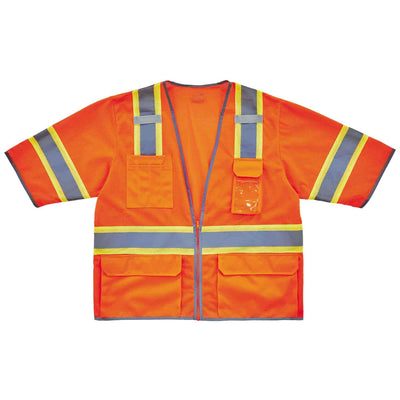 Ergodyne GloWear 8346Z Two-Tone Hi-Vis Surveyor Vest - Type R, Class 3, Zipper - Orange