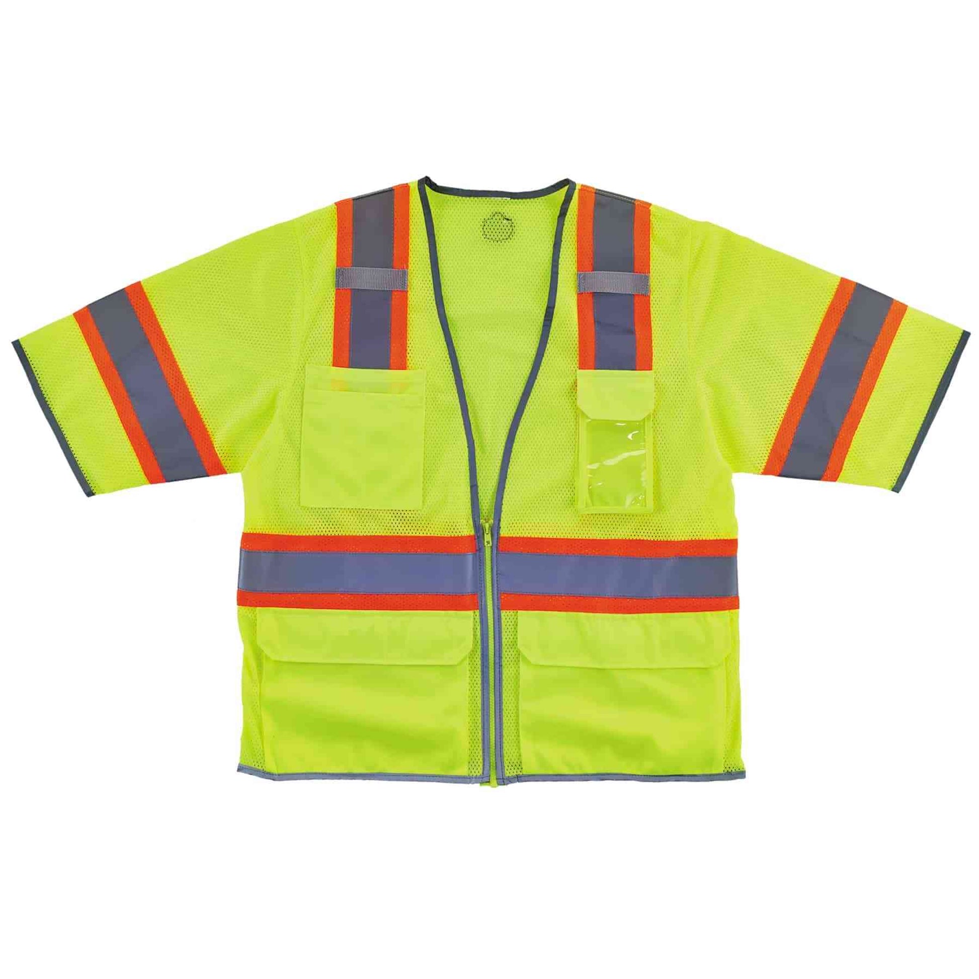 Ergodyne GloWear 8346Z Two-Tone Hi-Vis Surveyor Vest - Type R, Class 3, Zipper - Lime