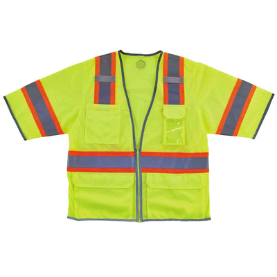 Ergodyne GloWear 8346Z Two-Tone Hi-Vis Surveyor Vest - Type R, Class 3, Zipper - Lime