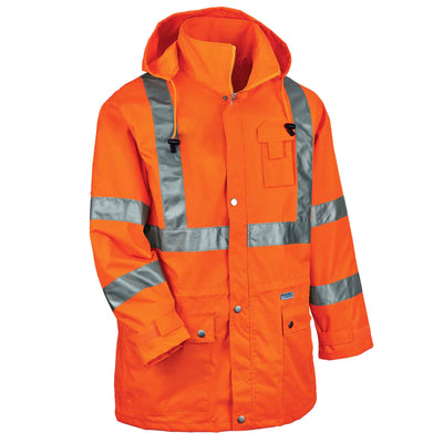 Ergodyne GloWear 8385 4-in-1 Hi-Vis Winter Jacket Parka - Type R, Class 3/2 - Orange