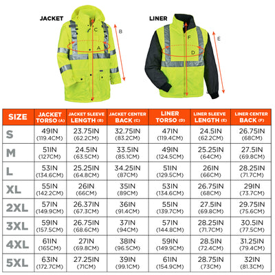 Ergodyne GloWear 8385 4-in-1 Hi-Vis Winter Jacket Parka - Type R, Class 3/2 - Lime