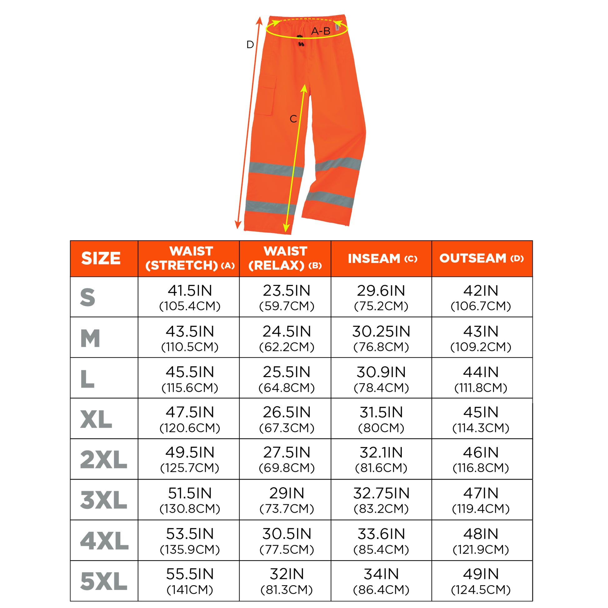 Ergodyne GloWear 8915 Hi-Vis Rain Pants - Class E, Breathable - Orange