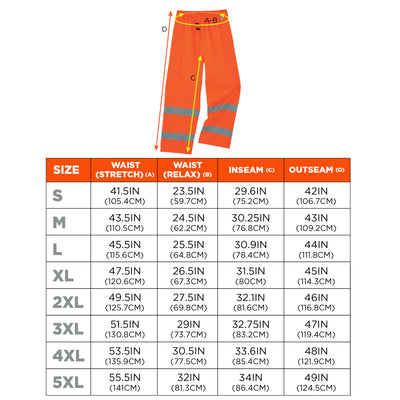 Ergodyne GloWear 8915 Hi-Vis Rain Pants - Class E, Breathable - Orange