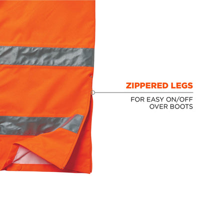 Ergodyne GloWear 8915 Hi-Vis Rain Pants - Class E, Breathable - Orange