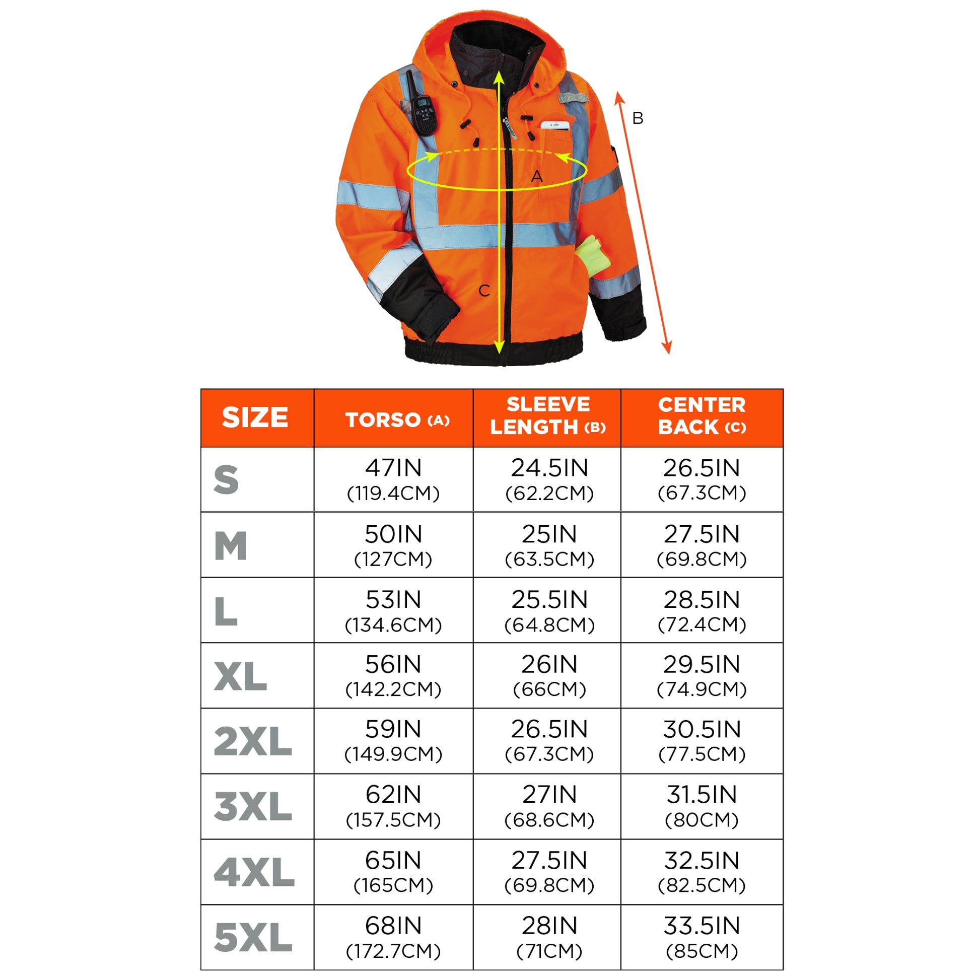 Ergodyne GloWear 8379 3-in-1 Hi-Vis Winter Bomber Jacket - Type R, Class 3 - Orange