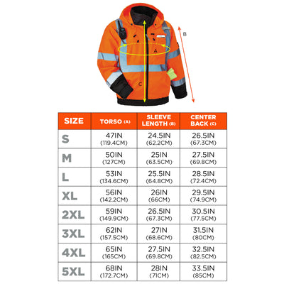 Ergodyne GloWear 8379 3-in-1 Hi-Vis Winter Bomber Jacket - Type R, Class 3 - Orange