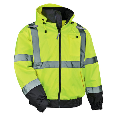 Ergodyne GloWear 8379 3-in-1 Hi-Vis Winter Bomber Jacket - Type R, Class 3 - Lime