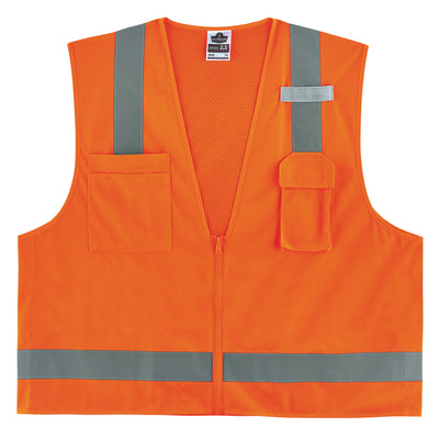 Ergodyne GloWear 8249Z-S Hi-Vis Surveyors Vest - Type R, Class 2, Zipper, Economy, Single Size - Orange