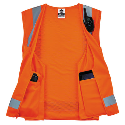 Ergodyne GloWear 8249Z-S Hi-Vis Surveyors Vest - Type R, Class 2, Zipper, Economy, Single Size - Orange