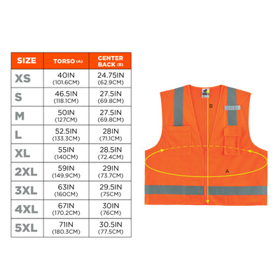 Ergodyne GloWear 8249Z-S Hi-Vis Surveyors Vest - Type R, Class 2, Zipper, Economy, Single Size - Orange