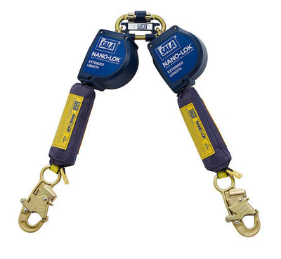 3M DBI-SALA 11 ft Nano - Lok Extended Length Twin - Leg Quick Connect Self Retracting Lifeline - Web - 3101621