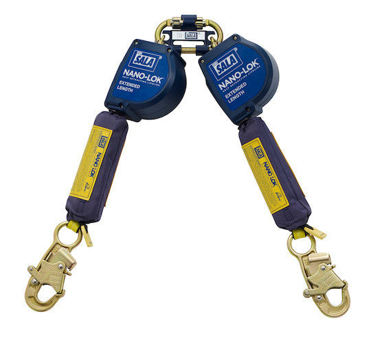 3M DBI-SALA 11 ft Nano - Lok Extended Length Twin - Leg Quick Connect Self Retracting Lifeline - Web - 3101621