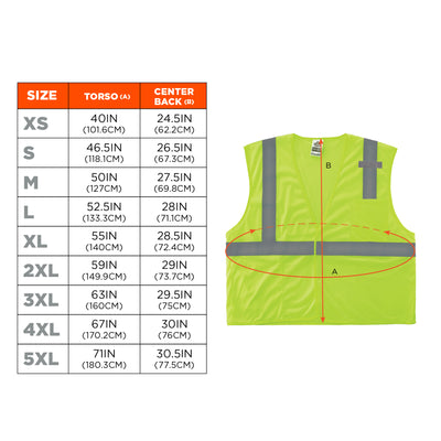 Ergodyne GloWear 8210HL-S Mesh Hi-Vis Safety Vest - Type R, Class 2, Hook & Loop, Economy, Single Size - Lime