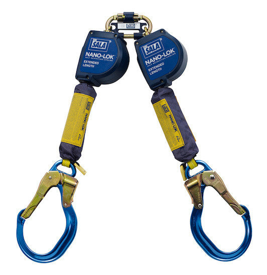 3M DBI-SALA 9 ft Nano - Lok Extended Length Twin - Leg Quick Connect Self Retracting Lifeline - Web - 3101624