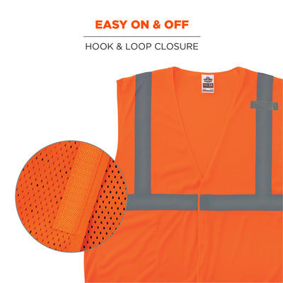 Ergodyne GloWear 8210HL-S Mesh Hi-Vis Safety Vest - Type R, Class 2, Hook & Loop, Economy, Single Size - Orange