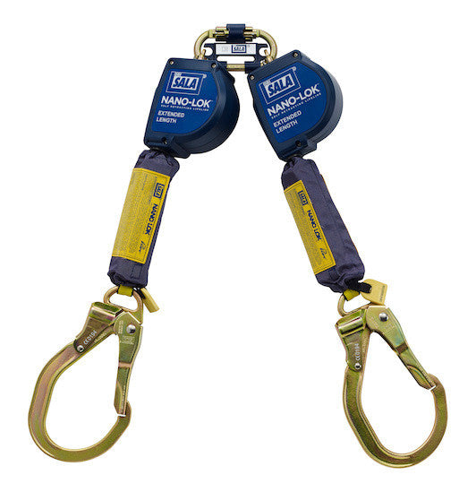 3M DBI-SALA 9 ft Nano - Lok Extended Length Twin - Leg Quick Connect Self Retracting Lifeline - Web - 3101626