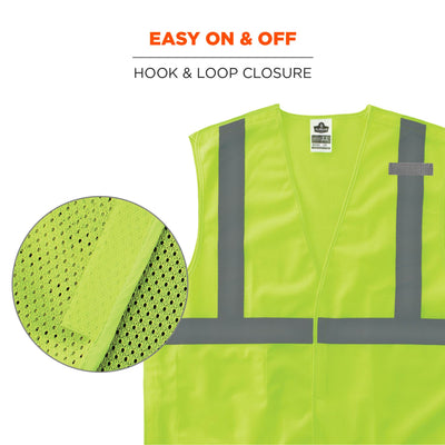Ergodyne GloWear 8215BA-S Breakaway Mesh Hi-Vis Safety Vest - Type R, Class 2, Economy, Single Size - Lime