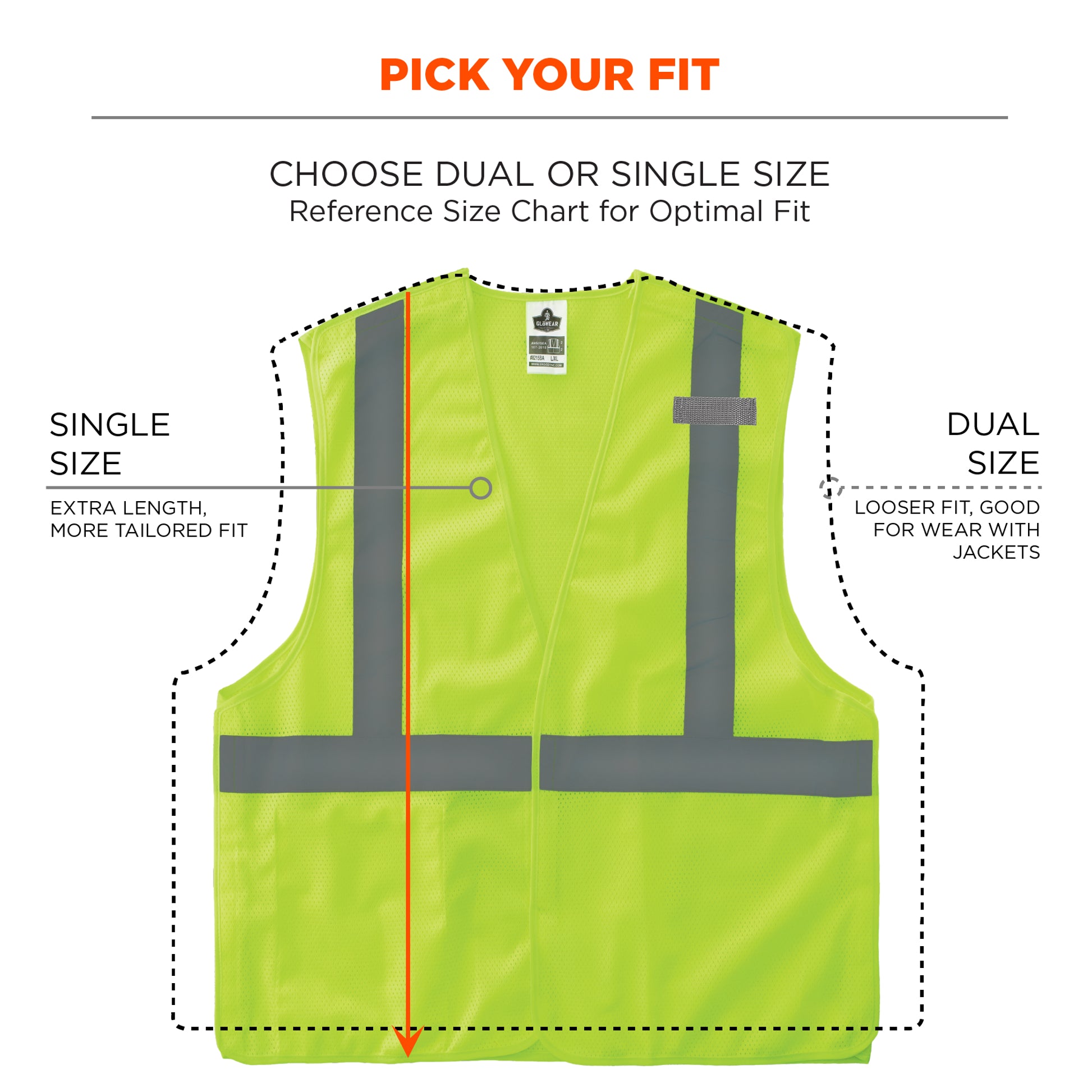 Ergodyne GloWear 8215BA-S Breakaway Mesh Hi-Vis Safety Vest - Type R, Class 2, Economy, Single Size - Lime