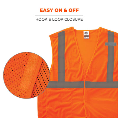 Ergodyne GloWear 8215BA-S Breakaway Mesh Hi-Vis Safety Vest - Type R, Class 2, Economy, Single Size - Orange
